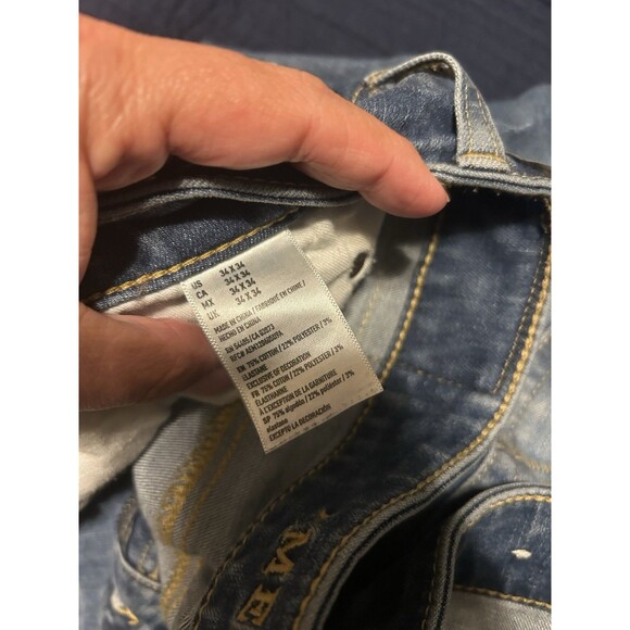 American Eagle Jeans Men's 34x34 Blue Distressed Slim Cut Stretchy Medium Wash - Picture 6 of 8